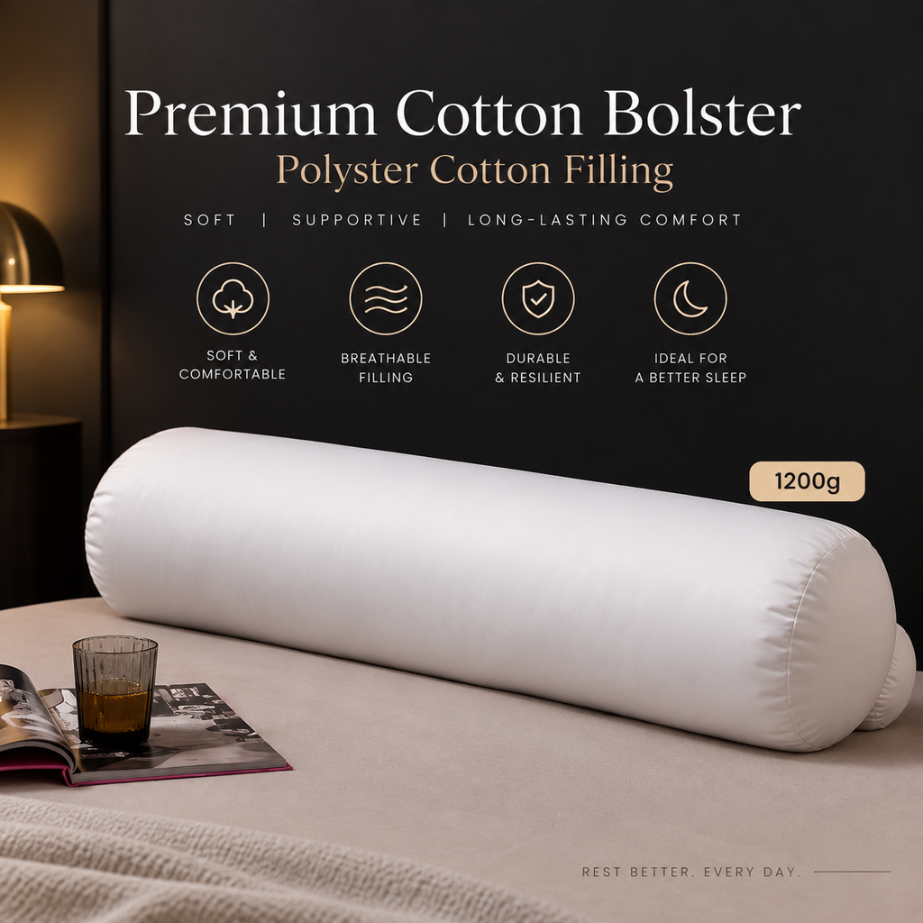 800g or 1200g Premium Cotton Bolster | Polyster Cotton Filling