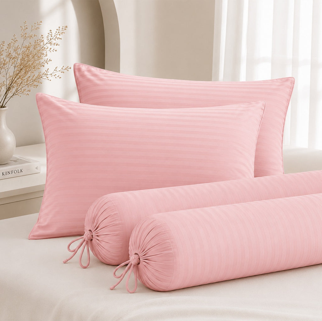 1300TC Embossed Micro Satin Pillowcase and Bolster Case