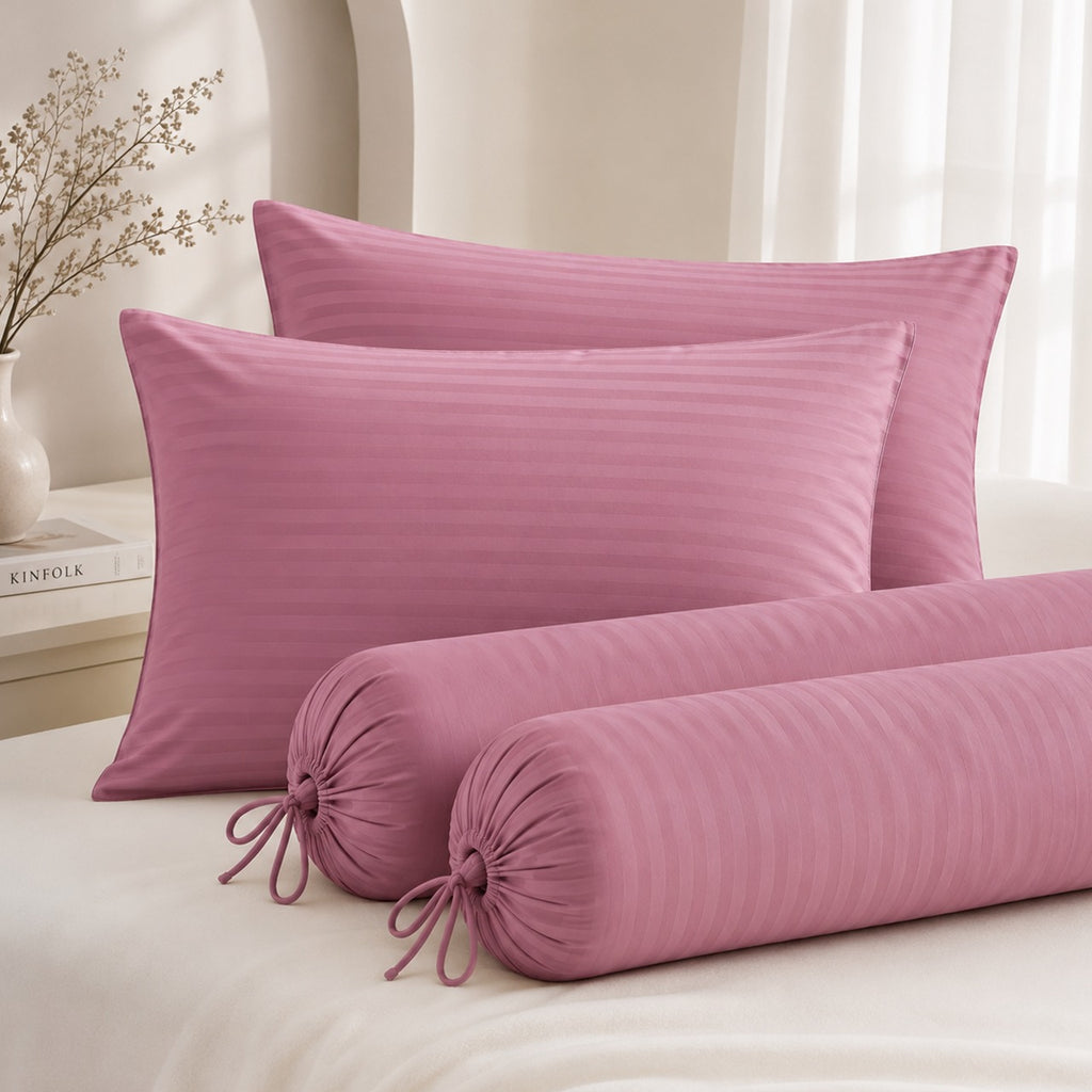 1300TC Embossed Micro Satin Pillowcase and Bolster Case