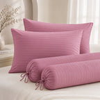 1300TC Embossed Micro Satin Pillowcase and Bolster Case