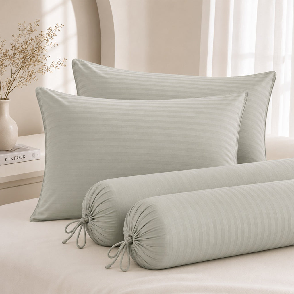 1300TC Embossed Micro Satin Pillowcase and Bolster Case