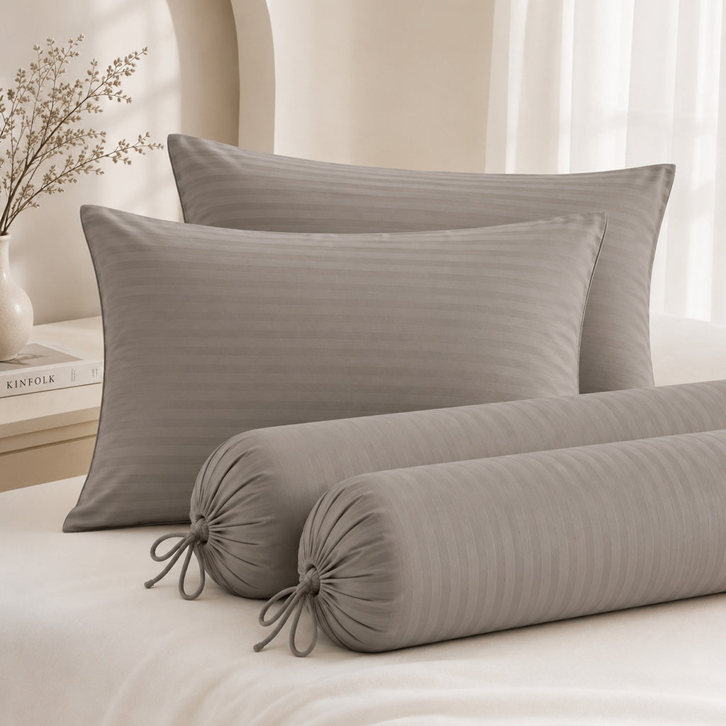1300TC Embossed Micro Satin Pillowcase and Bolster Case