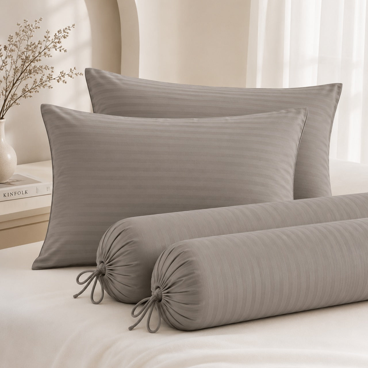 1300TC Embossed Micro Satin Pillowcase and Bolster Case