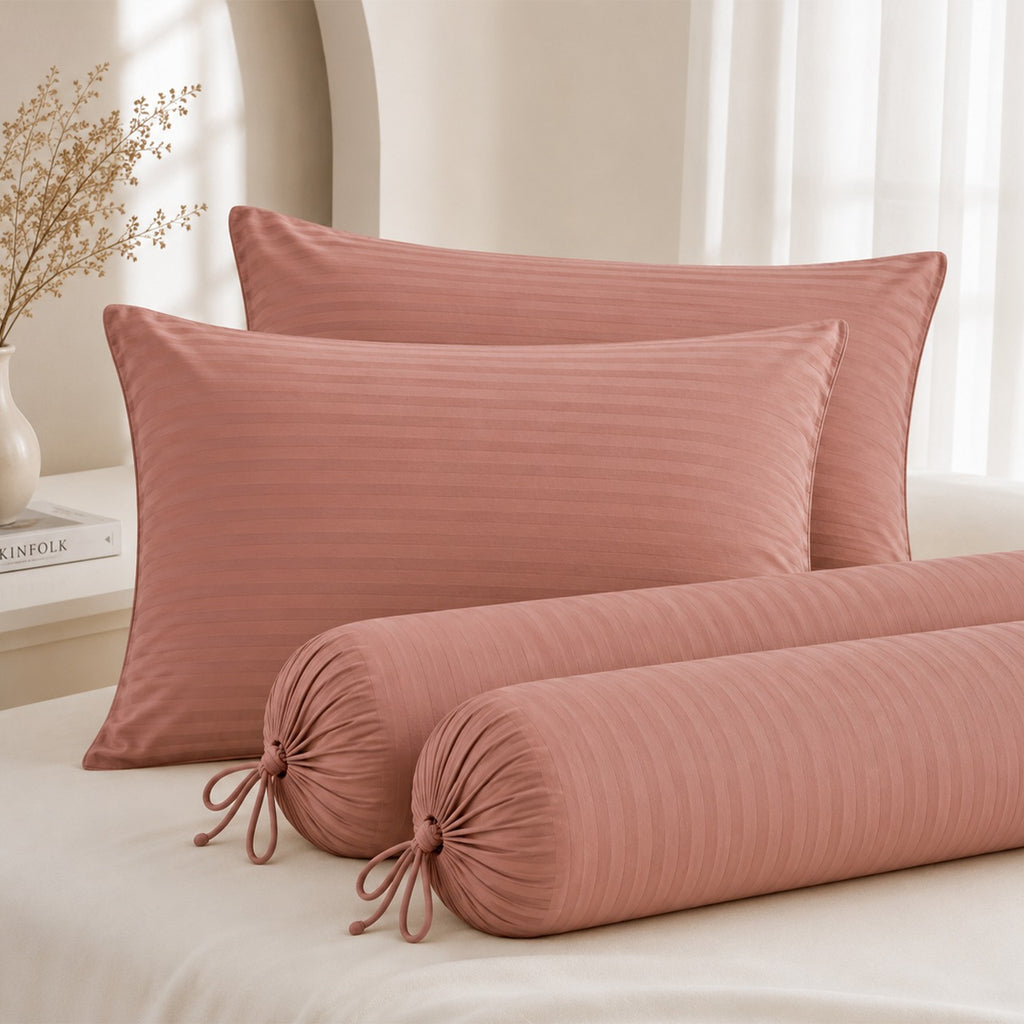 1300TC Embossed Micro Satin Pillowcase and Bolster Case