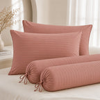 1300TC Embossed Micro Satin Pillowcase and Bolster Case