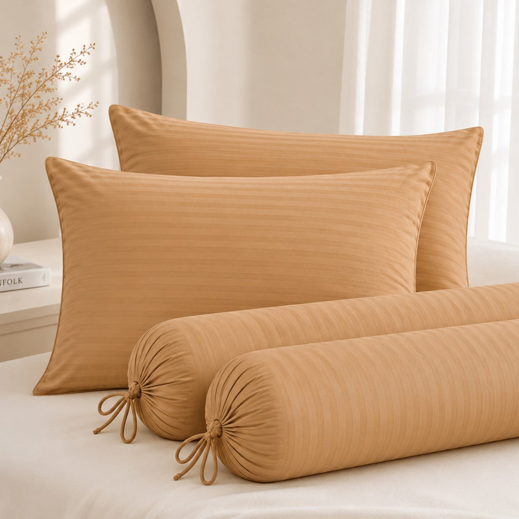 1300TC Embossed Micro Satin Pillowcase and Bolster Case