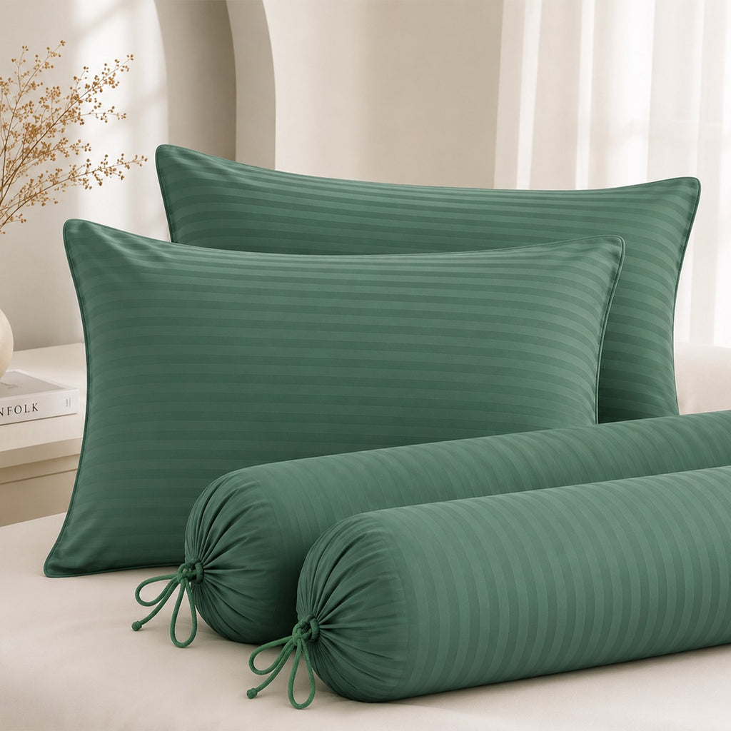 1300TC Embossed Micro Satin Pillowcase and Bolster Case