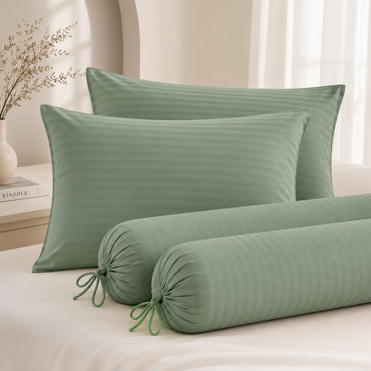 1300TC Embossed Micro Satin Pillowcase and Bolster Case