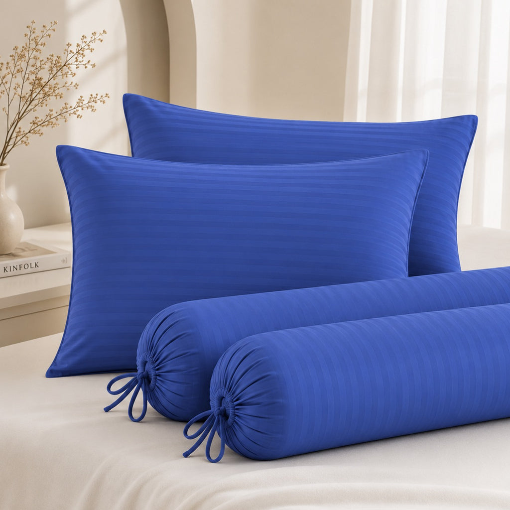 1300TC Embossed Micro Satin Pillowcase and Bolster Case