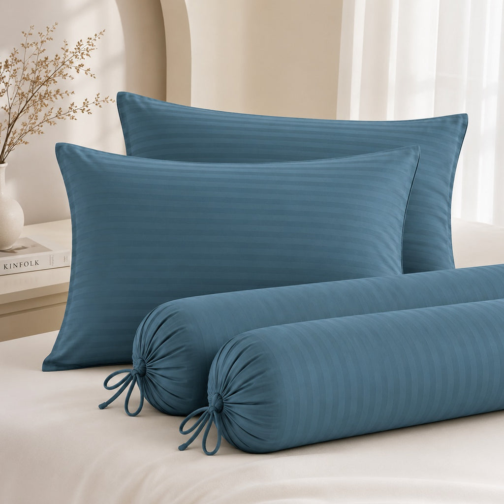 1300TC Embossed Micro Satin Pillowcase and Bolster Case