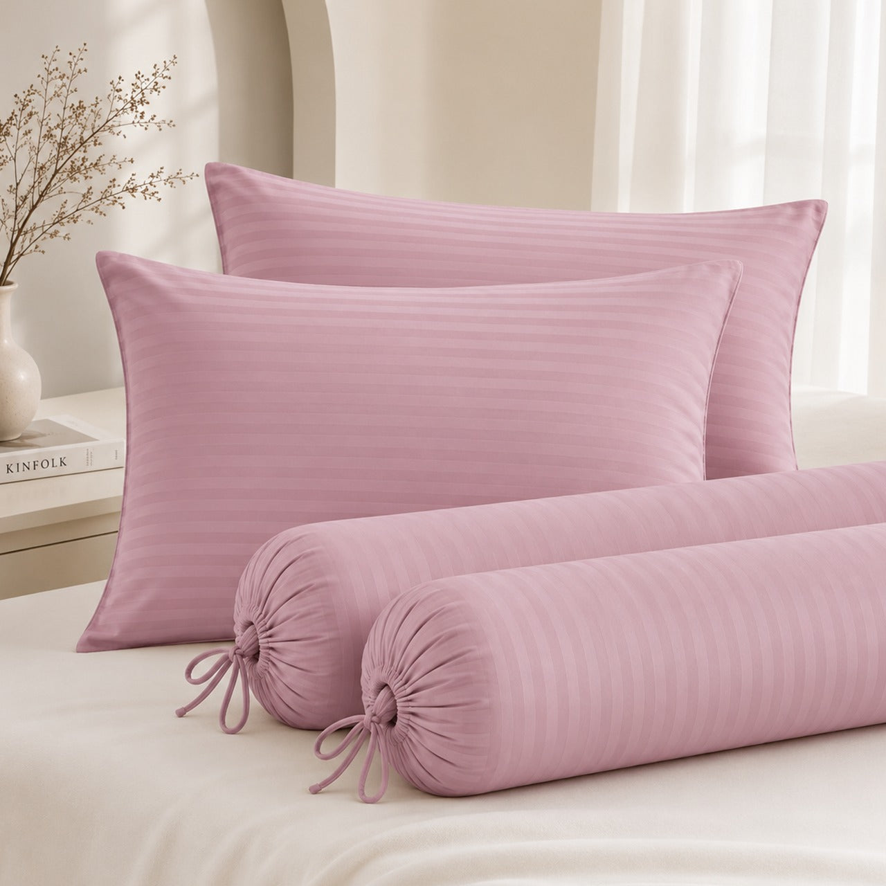 1300TC Embossed Micro Satin Pillowcase and Bolster Case