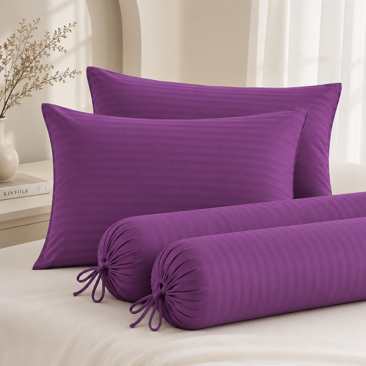1300TC Embossed Micro Satin Pillowcase and Bolster Case