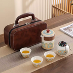 Ceramic Tea Set (1 Teapot + 3 Cups + Storage Box)