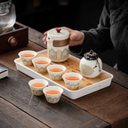 Ceramic Tea Set (1 Teapot + 3 Cups + Storage Box)