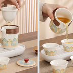 Ceramic Tea Set (1 Teapot + 3 Cups + Storage Box)