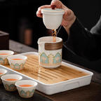 Ceramic Tea Set (1 Teapot + 3 Cups + Storage Box)