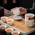 Ceramic Tea Set (1 Teapot + 3 Cups + Storage Box)