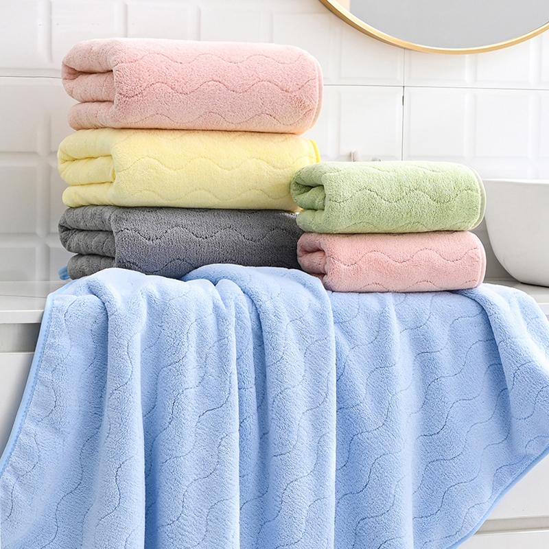 L Coral velvet Water Pattern Towel Set (Face + Bath Towel)
