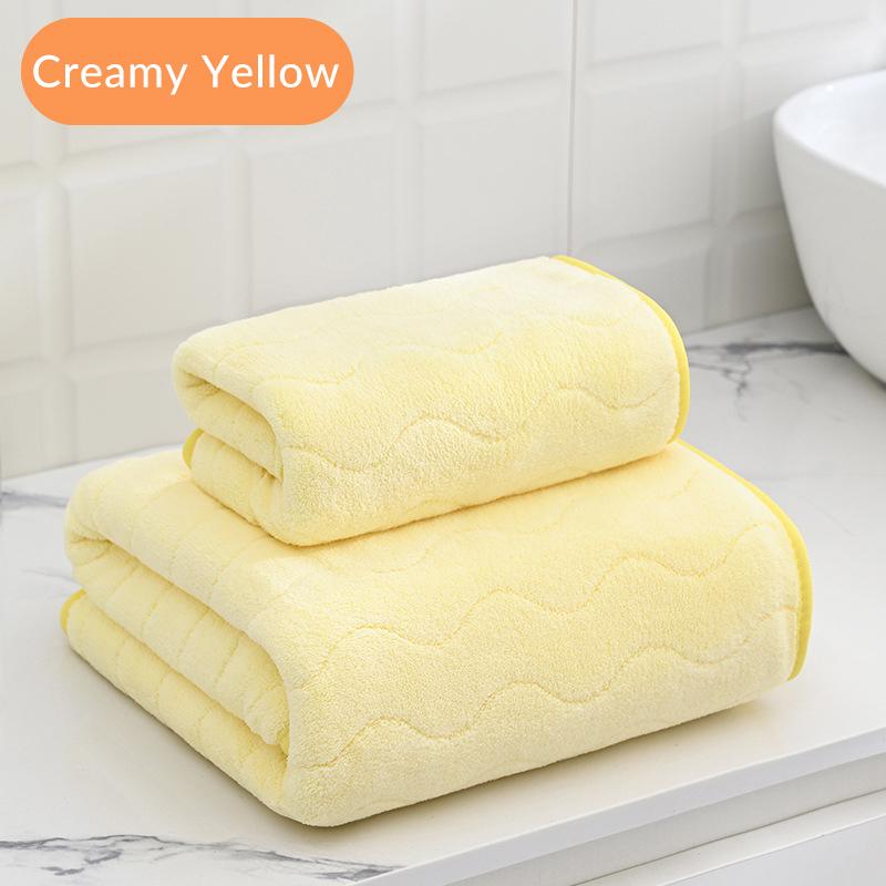 L Coral velvet Water Pattern Towel Set (Face + Bath Towel)