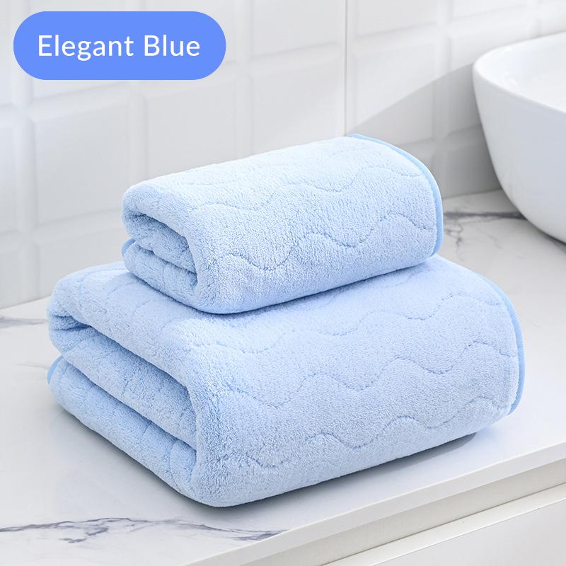 L Coral velvet Water Pattern Towel Set (Face + Bath Towel)