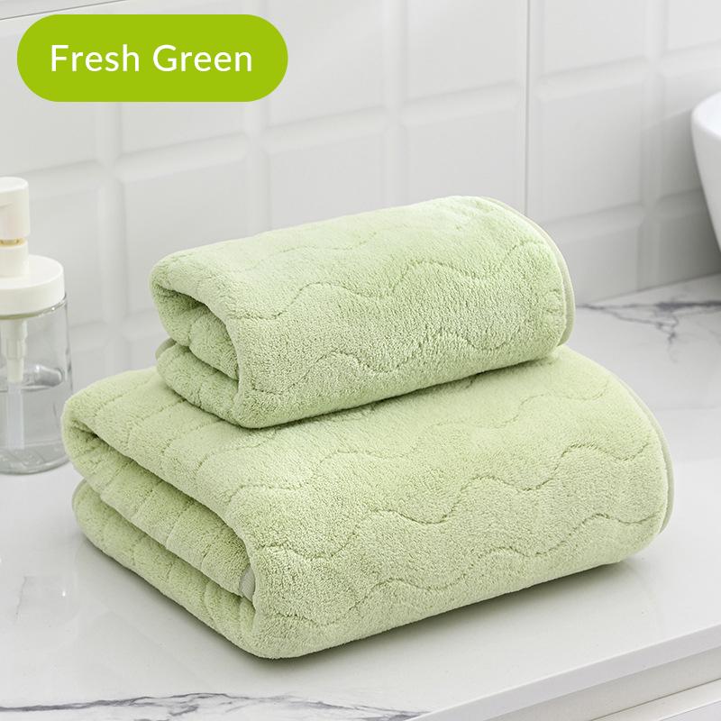 L Coral velvet Water Pattern Towel Set (Face + Bath Towel)