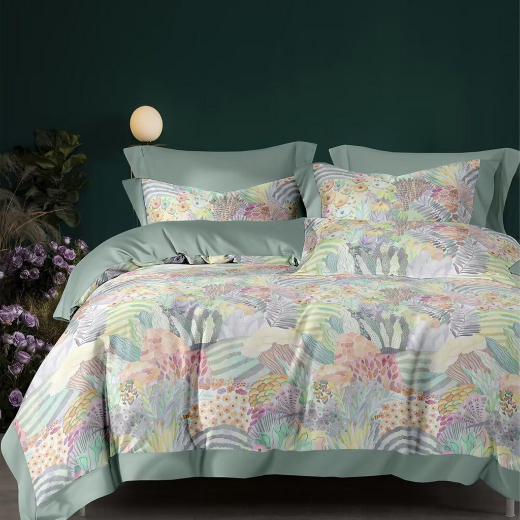 1800TC iSilkTex Cooling Bedsheet Set | Single, Super Single, Queen, King | Available in 12 Designs