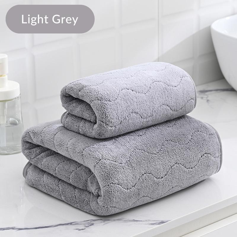 L Coral velvet Water Pattern Towel Set (Face + Bath Towel)