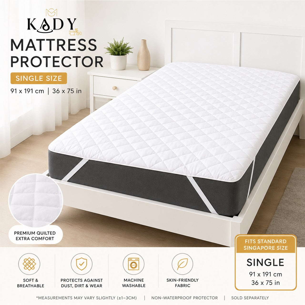 Premium 3 Layer Cotton Mattress Protector for Extra Protection