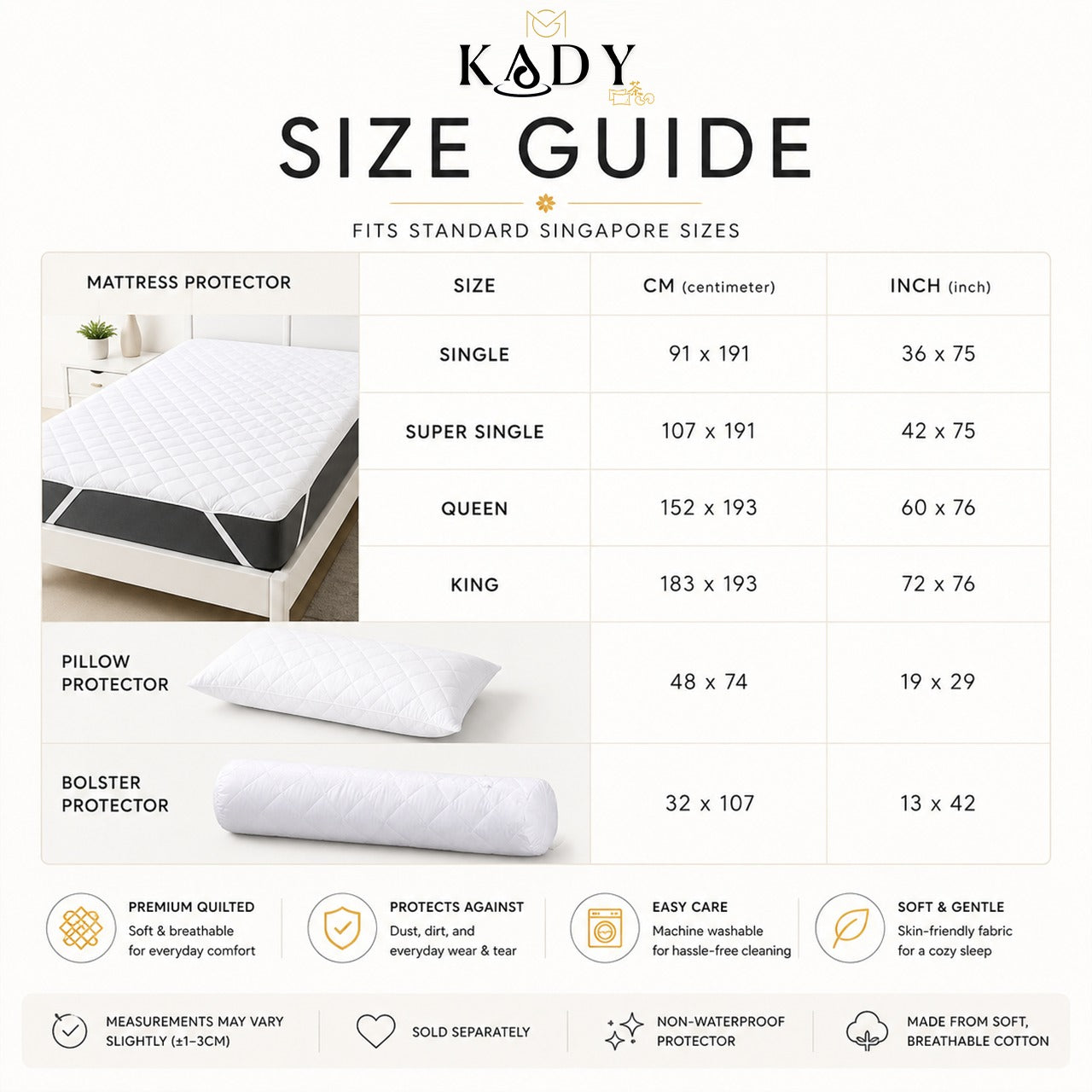Premium 3 Layer Cotton Mattress Protector for Extra Protection