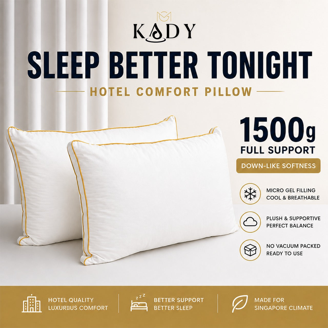 Micro Gel Premium Hotel Comfort Pillow 1500g