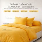 1300TC Full Quilt Set Embossed Micro Satin Bedsheet Set Hotel Luxury Stripe Bedding  | Queen and King