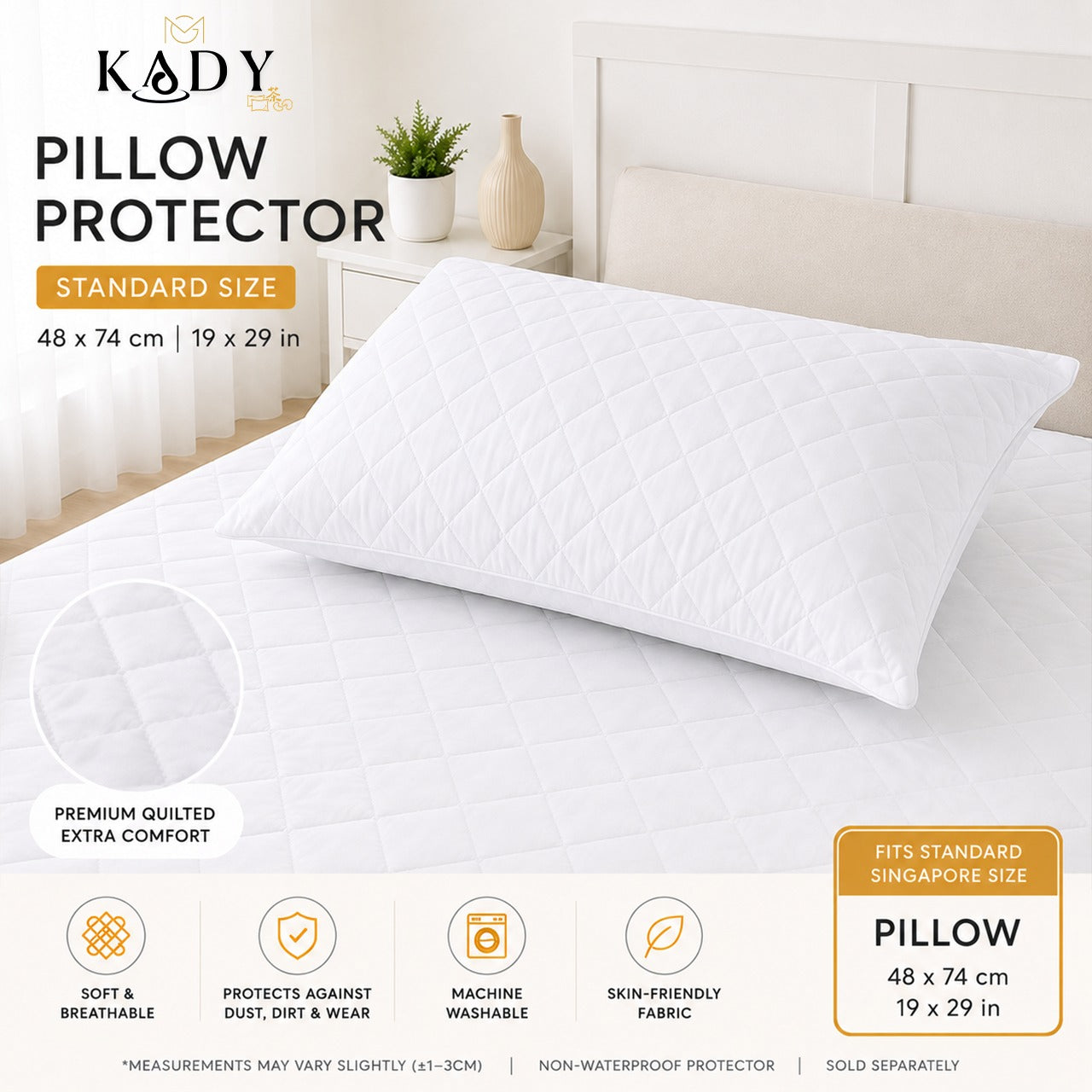 OMG KADY Pillow or Bolster Zipped 3-Layered Protector
