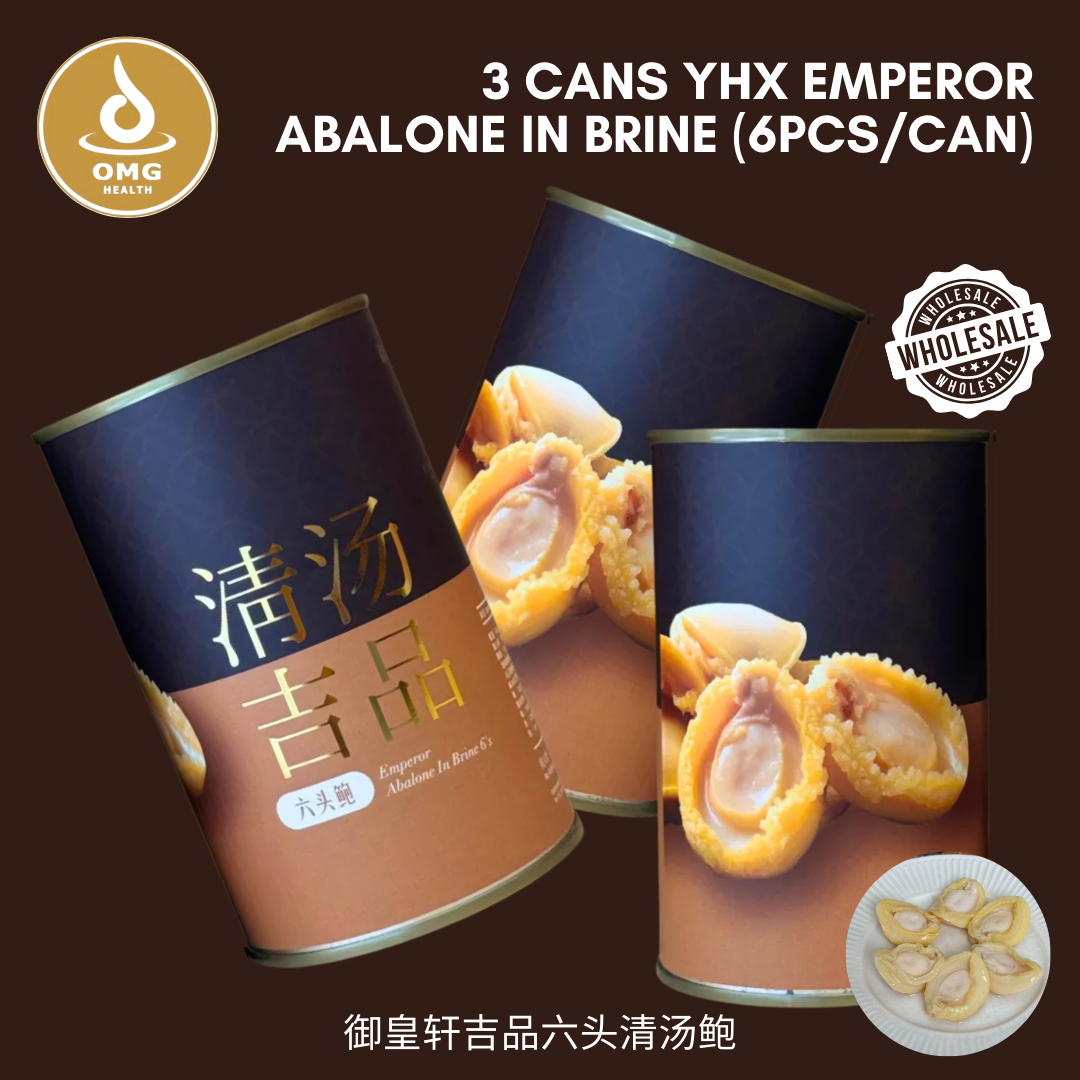 OMG HEALTH 3 Cans YHX Emperor Abalone in Brine (6pcs/Can)