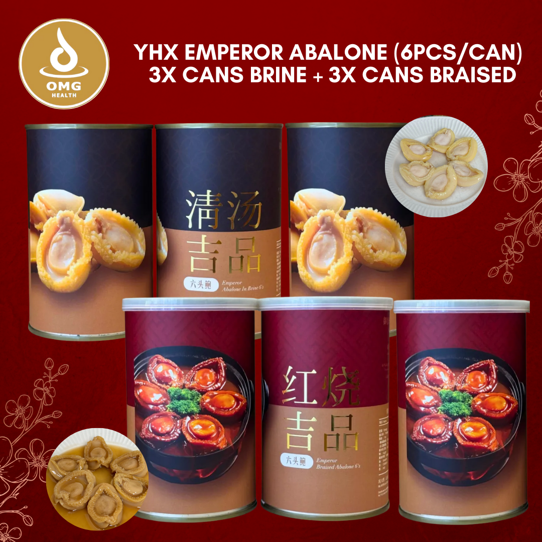 OMG HEALTH YHX Emperor 3 Cans Brine and 3 Cans Braised Abalone (6pcs / Can)