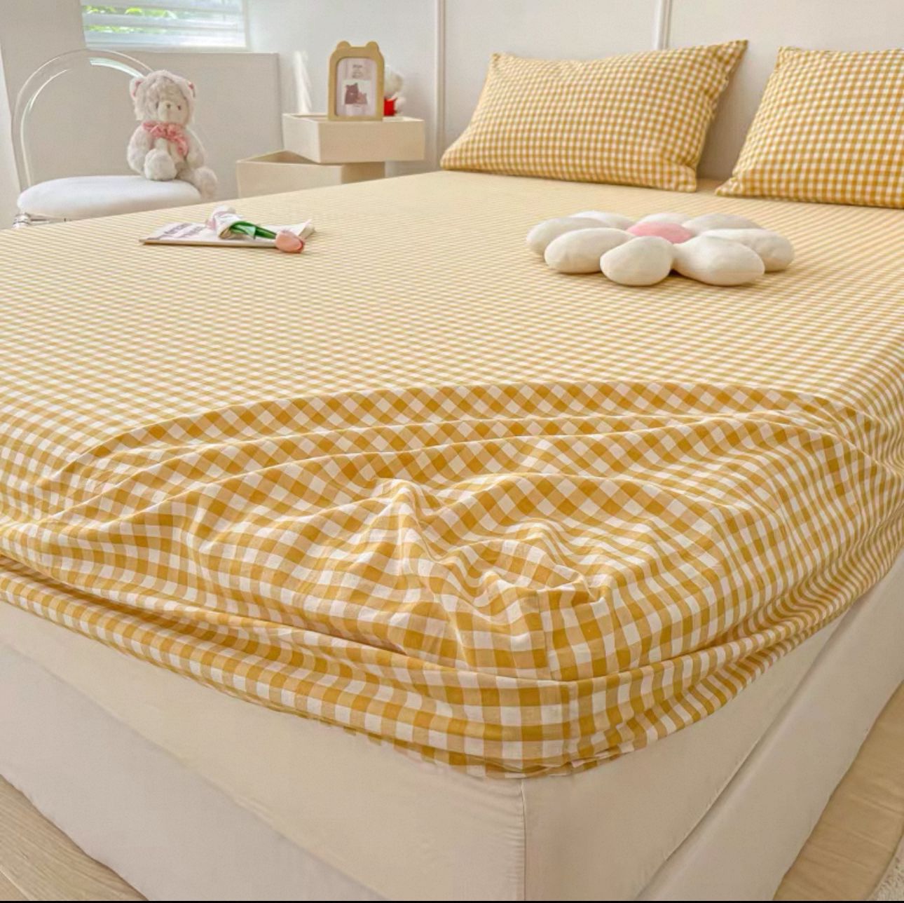 OMG KADY 890 Thread Checkered Bedsheet Set