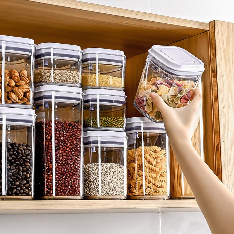 Set of 5 Airtight Canister Pop-Up Storage Container, Leak Proof (350ML, 700ML, 950ML, 1300ML and 1800ML)