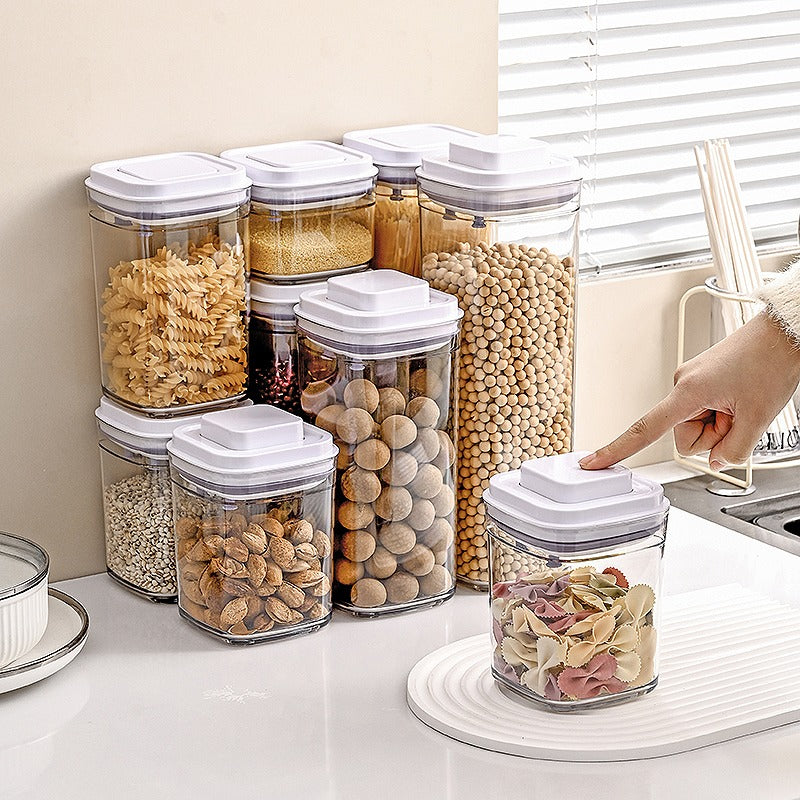 Set of 5 Airtight Canister Pop-Up Storage Container, Leak Proof (350ML, 700ML, 950ML, 1300ML and 1800ML)