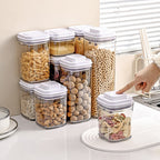 Set of 5 Airtight Canister Pop-Up Storage Container, Leak Proof (350ML, 700ML, 950ML, 1300ML and 1800ML)