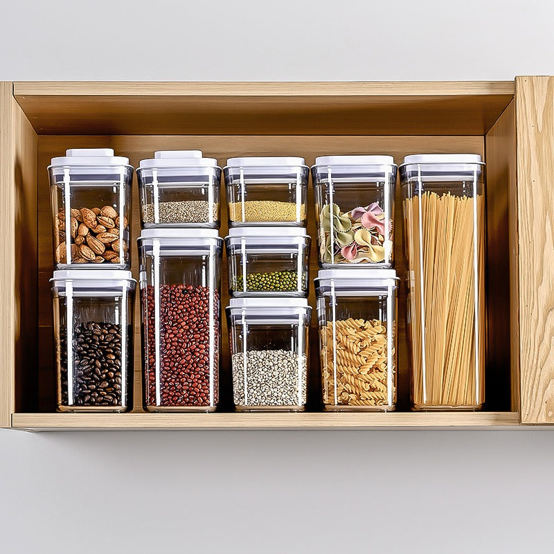 Set of 5 Airtight Canister Pop-Up Storage Container, Leak Proof (350ML, 700ML, 950ML, 1300ML and 1800ML)
