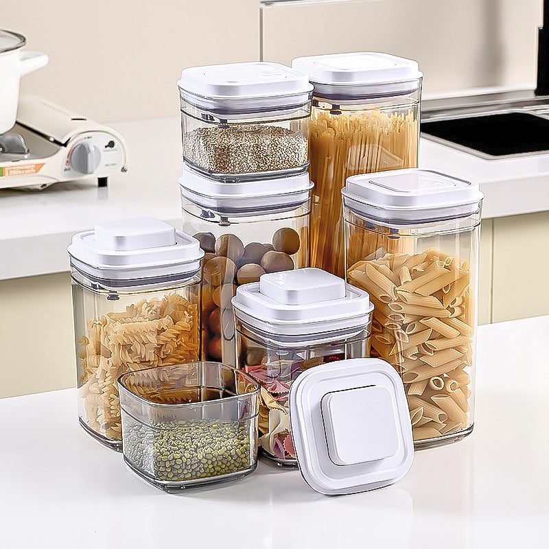 Set of 5 Airtight Canister Pop-Up Storage Container, Leak Proof (350ML, 700ML, 950ML, 1300ML and 1800ML)