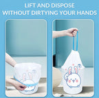 75PCS Drawstring Trash Bags Thick Leak-Proof Garbage Bags with Cute Rabbit Print