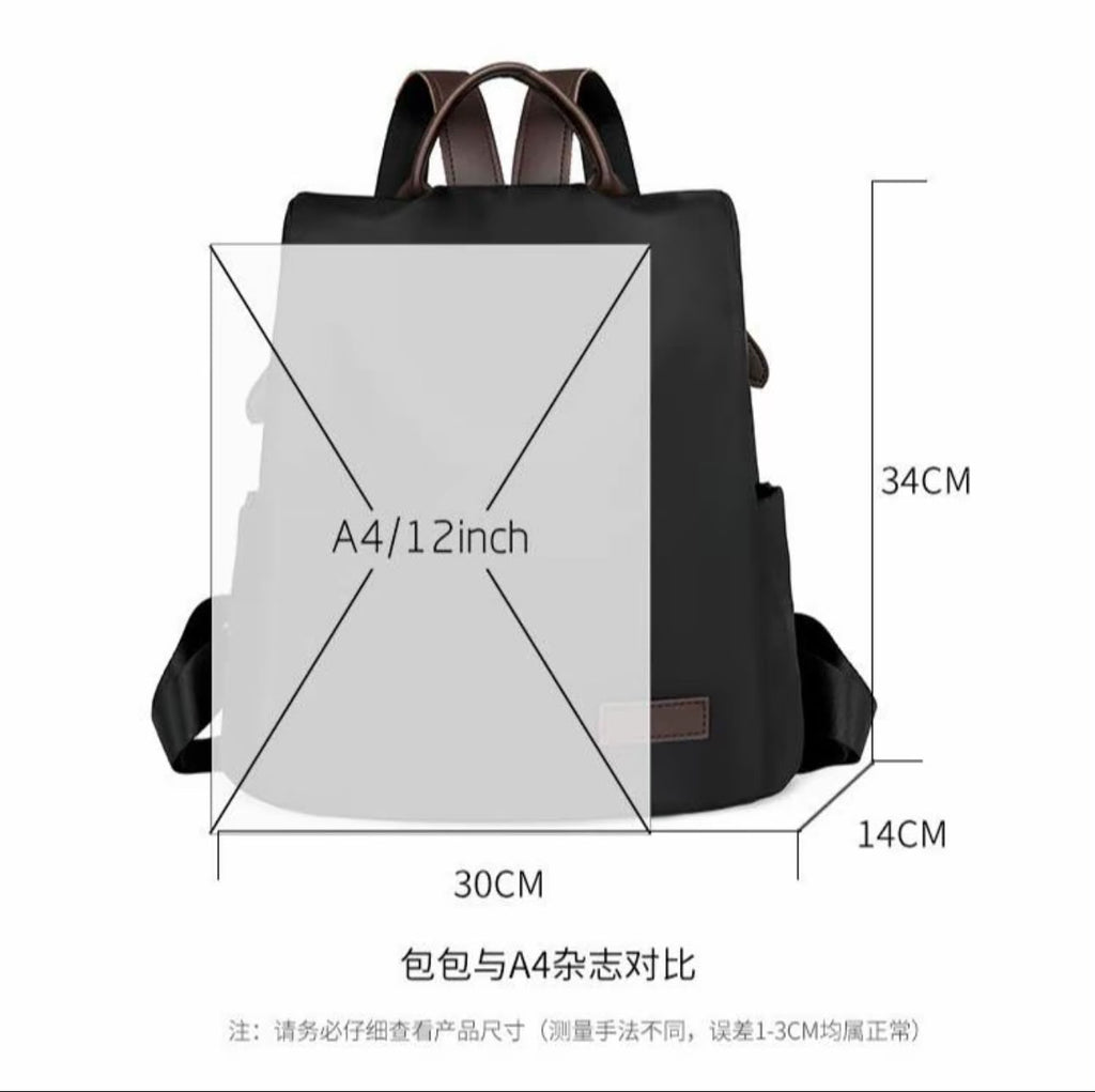 Women’s Anti-Theft Backpack Water-Resistant Lightweight A4 12-Inch Travel Work School Bag Large Capacity