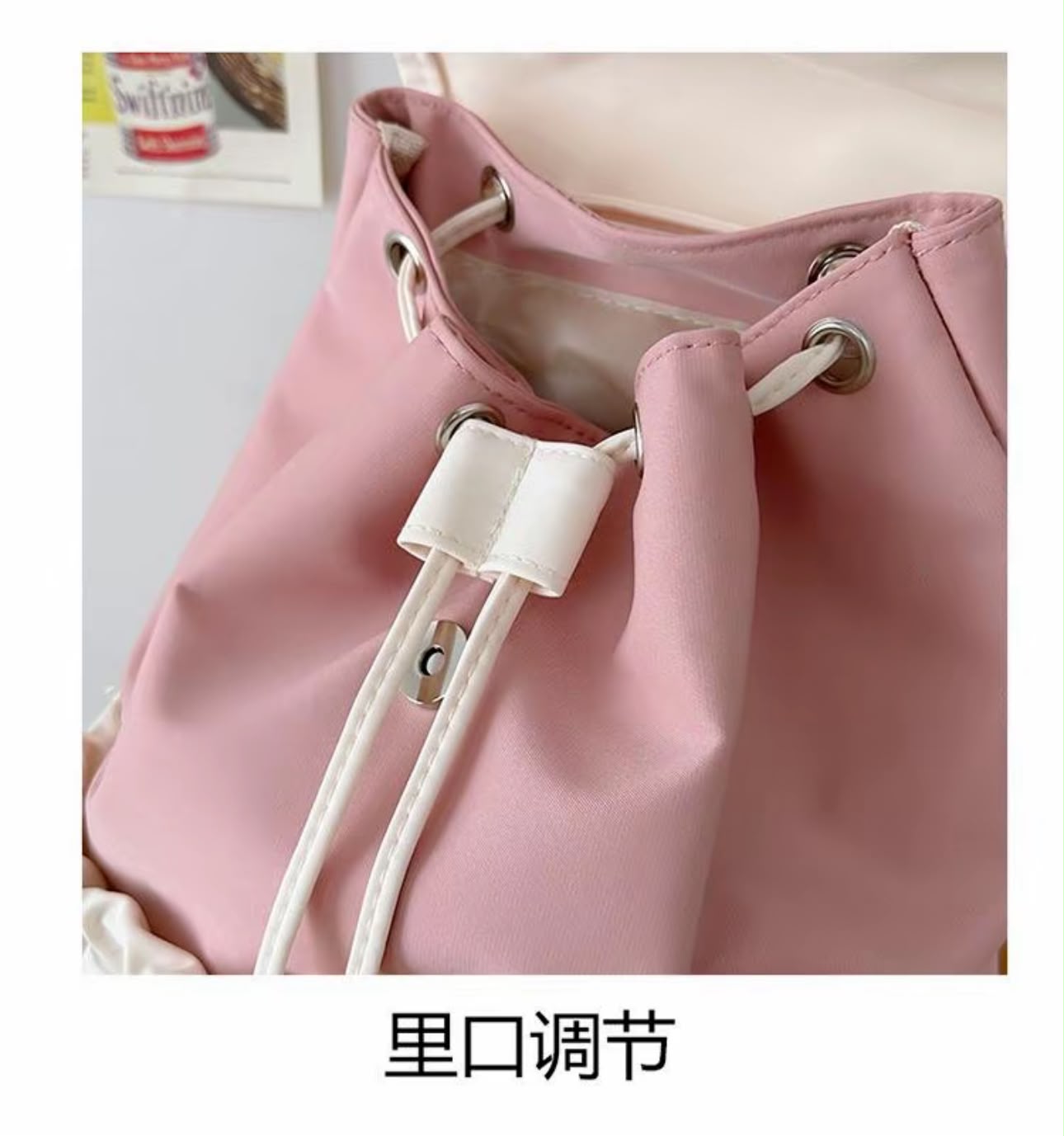 Unisex Casual Drawstring Backpack Lightweight Colourblock School Travel Bag with Front Pockets & Back Zip Pocket