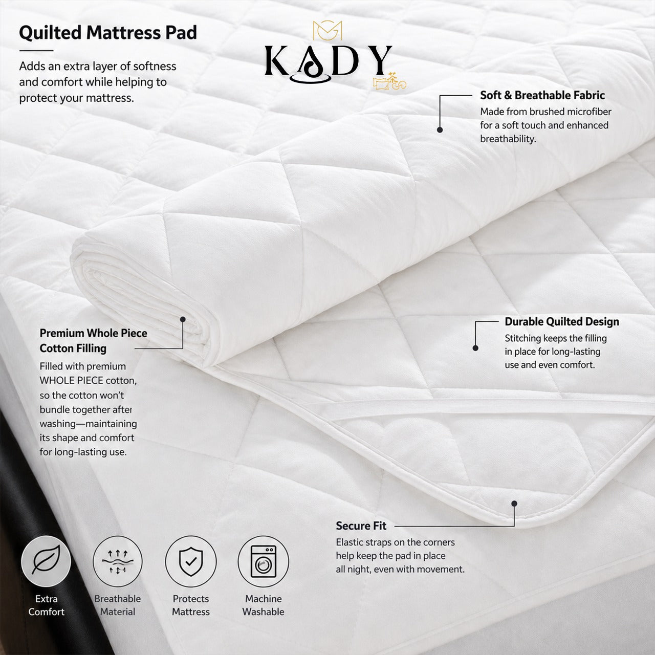 Premium 3 Layer Cotton Mattress Protector for Extra Protection
