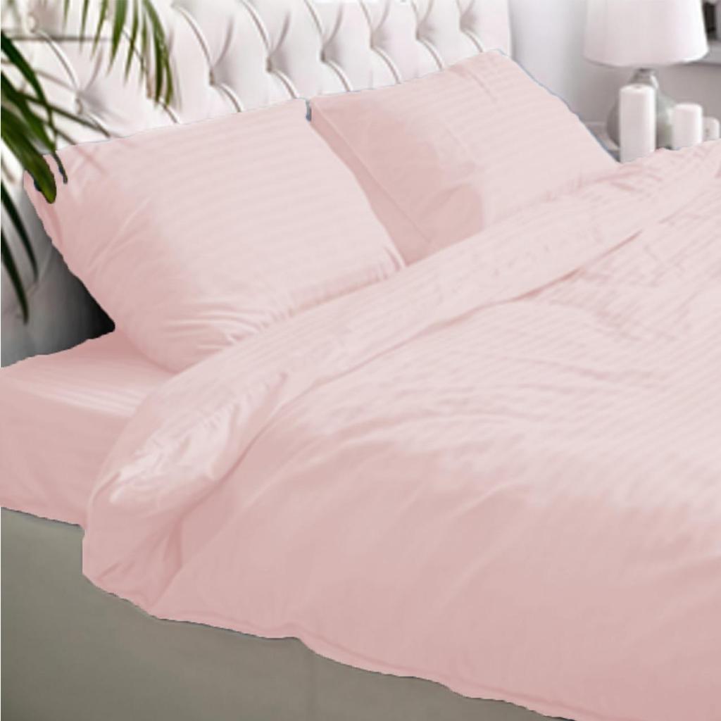 1200 Thread Count Fitted Emboss Micro Satin Bedsheet Set with 2 Pillow Cases & Bolster Case