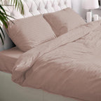1200 Thread Count Fitted Emboss Micro Satin Bedsheet Set with 2 Pillow Cases & Bolster Case