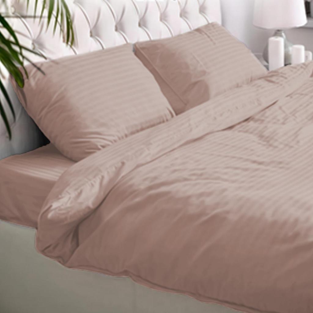 1200 Thread Count Fitted Emboss Micro Satin Bedsheet Set with 2 Pillow Cases & Bolster Case