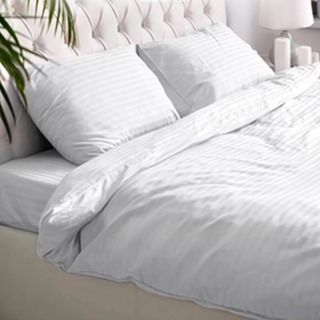 1200 Thread Count Fitted Emboss Micro Satin Bedsheet Set with 2 Pillow Cases & Bolster Case