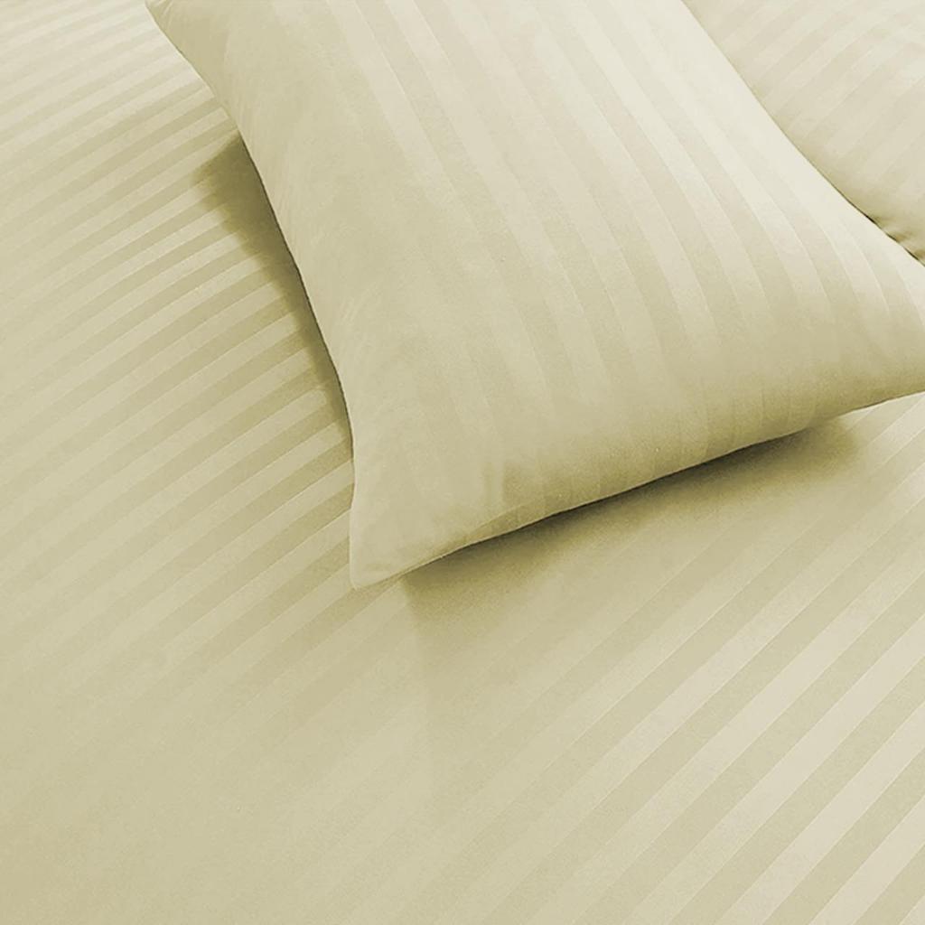 1200 Thread Count Fitted Emboss Micro Satin Bedsheet Set with 2 Pillow Cases & Bolster Case