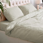 1200 Thread Count Fitted Emboss Micro Satin Bedsheet Set with 2 Pillow Cases & Bolster Case